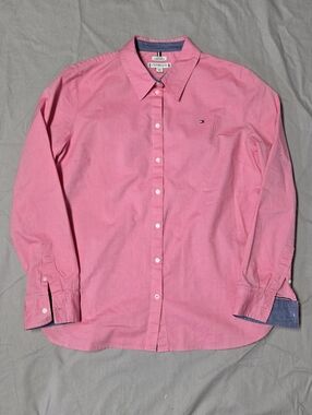 Tommy Hilfiger Regular Stretch Oxford Shirt Pink Women's Size L